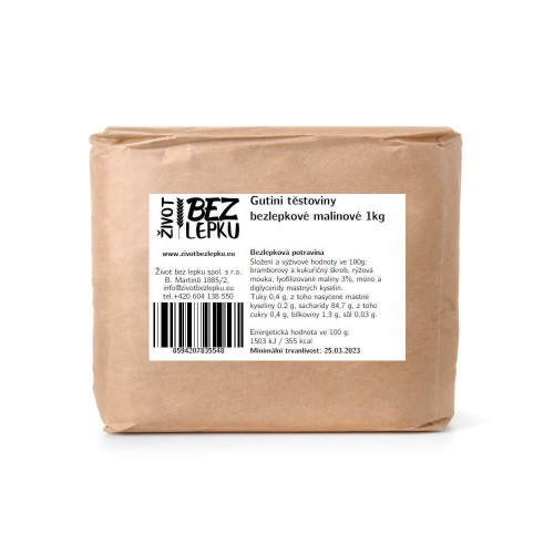 Gutini bezlepkové těstoviny malinové 1 kg