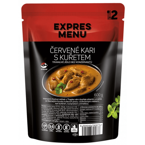 Červené kari s kuřetem 2 porce EXPRES MENU 600 g